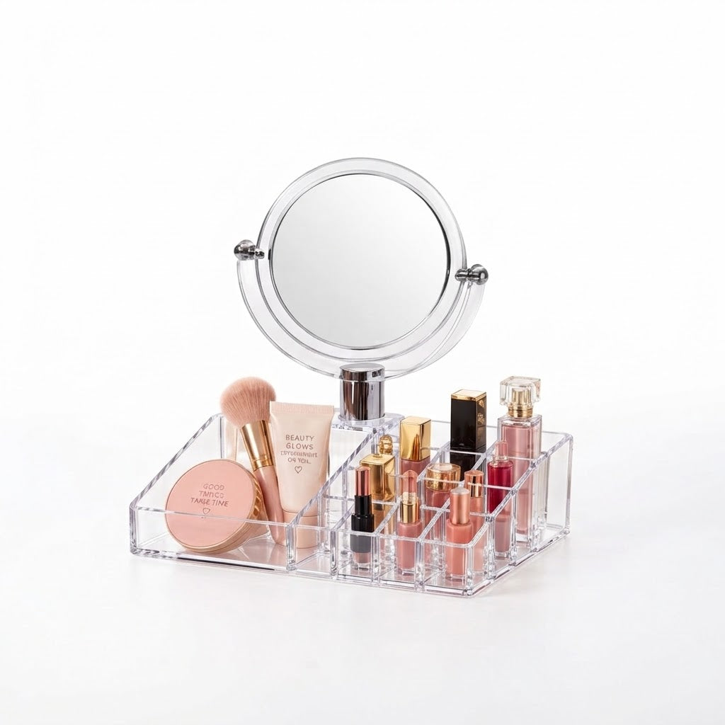 Acrylic Makeup Organiser With Mirror, picture 2