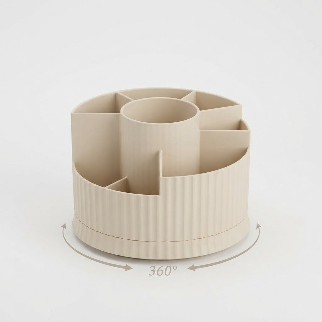 The empty rotating organiser, showing its seven compartments
