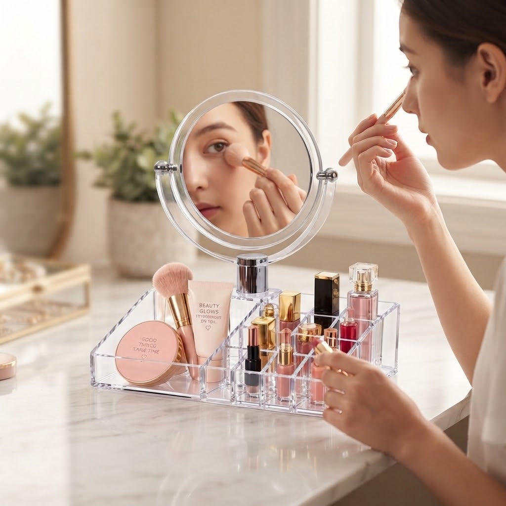 Acrylic Makeup Organiser With Mirror, picture 3