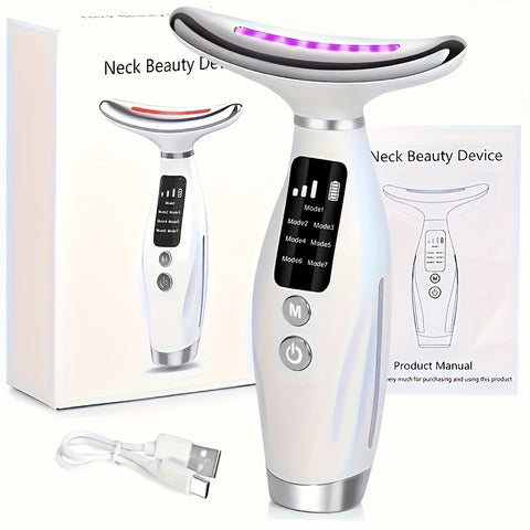 7-in-1 Rechargeable Facial and Neck Massager White