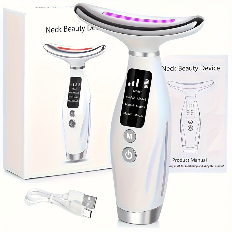 7-in-1 Rechargeable Facial and Neck Massager White