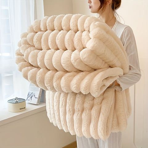 ZEVA Faux Rabbit Fur Blanket - Soft Double-Sided Plush Winter Blanket