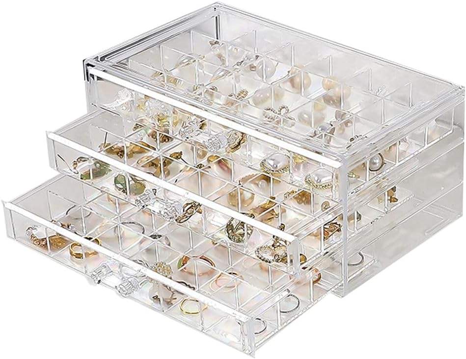 Clear 3-Drawer Jewellery Box