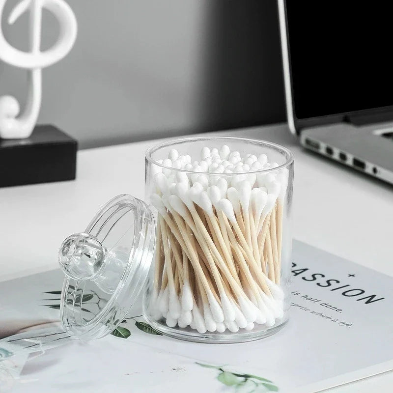 The cotton bud jar filled with cotton buds