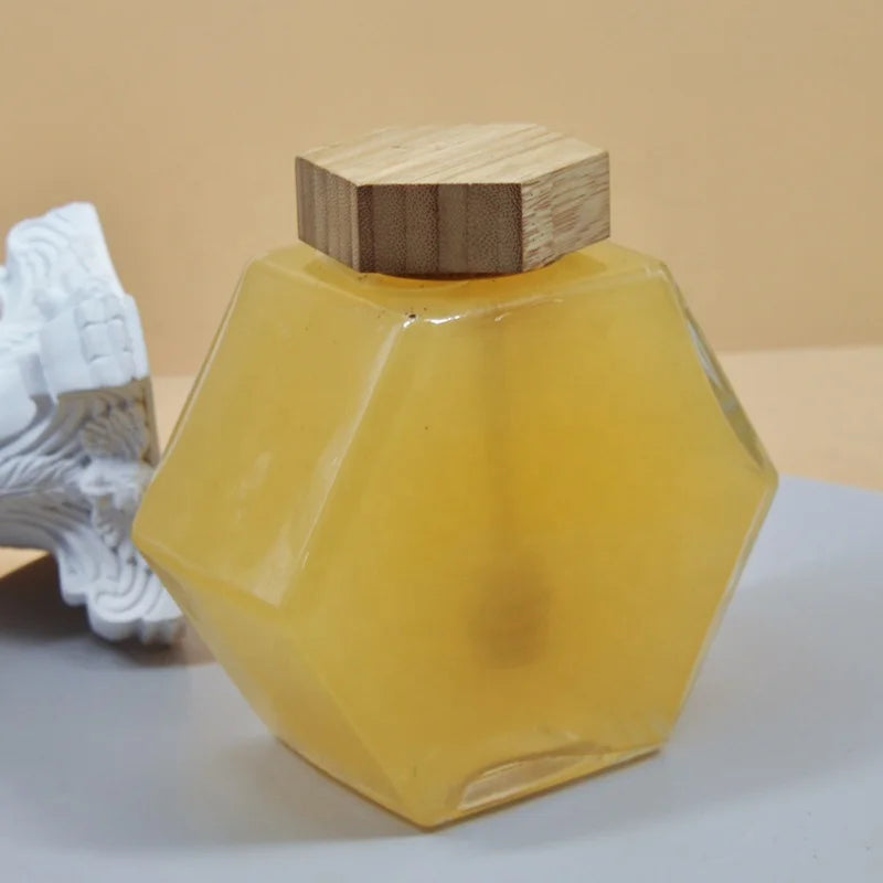 Hexagon Glass Honey Jar with Dipper, picture 2