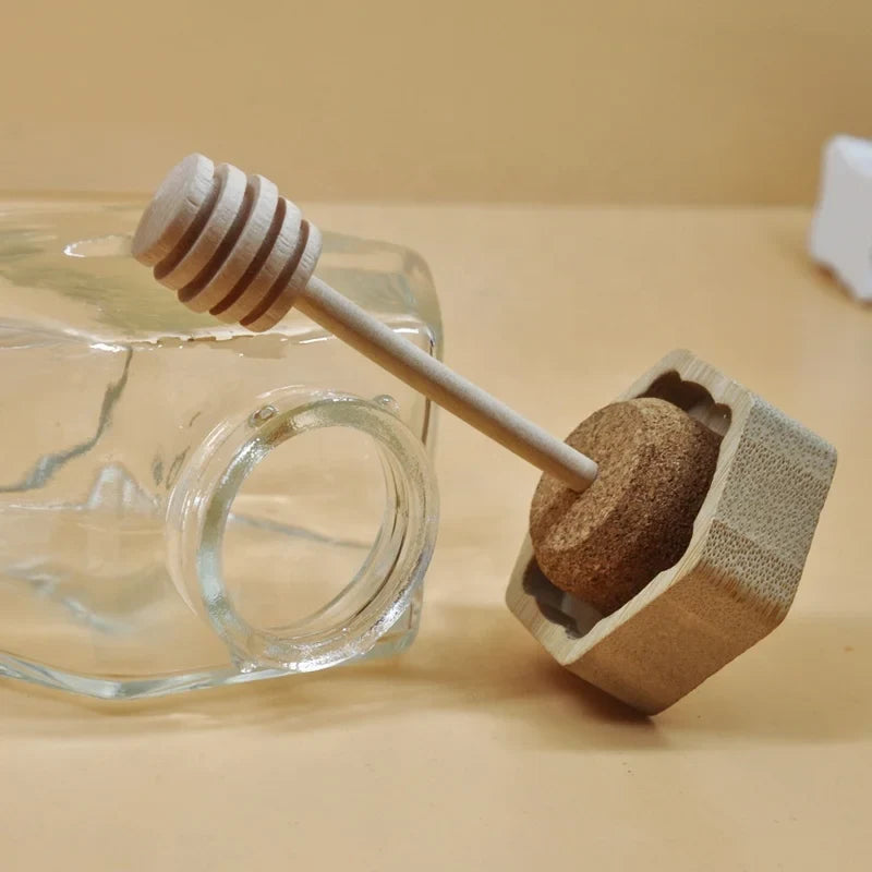 Hexagon Glass Honey Jar with Dipper, picture 3