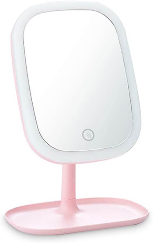 Pink LED Mirror With Tray Base