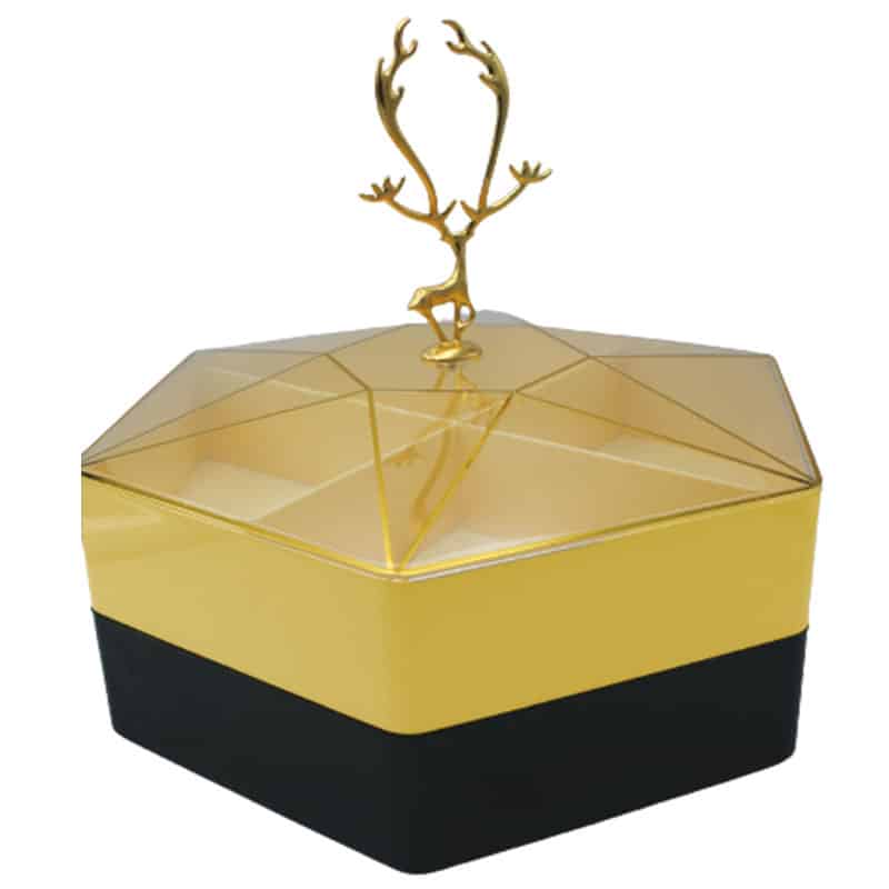 Hexagon Jewellery Box With Gold Antler