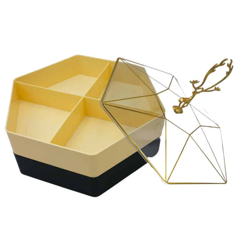 Hexagon Jewellery Box With Gold Antler, picture 2