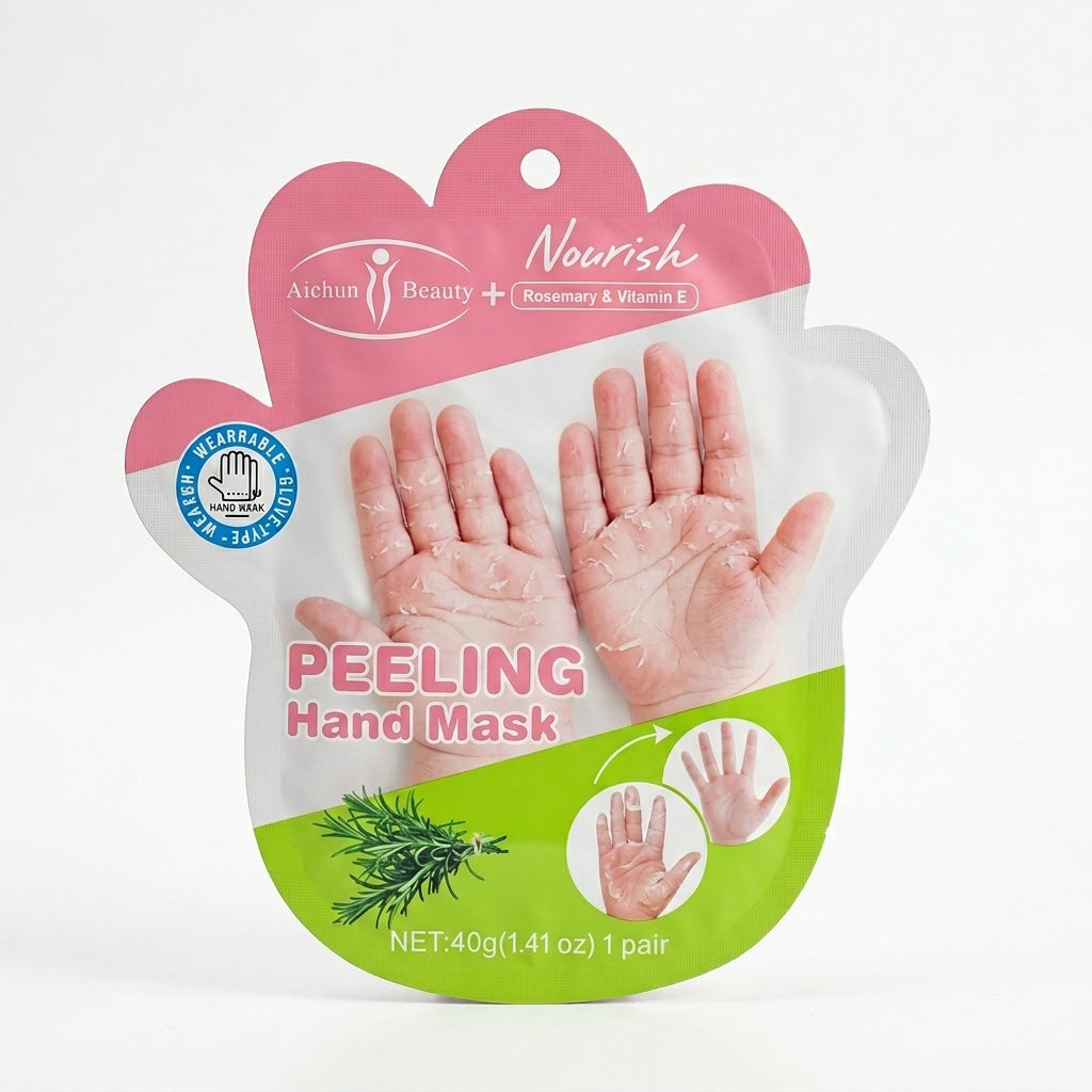 Peeling hand mask in its pack