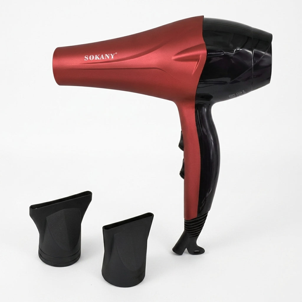 Red Hair Dryer With Two Nozzles