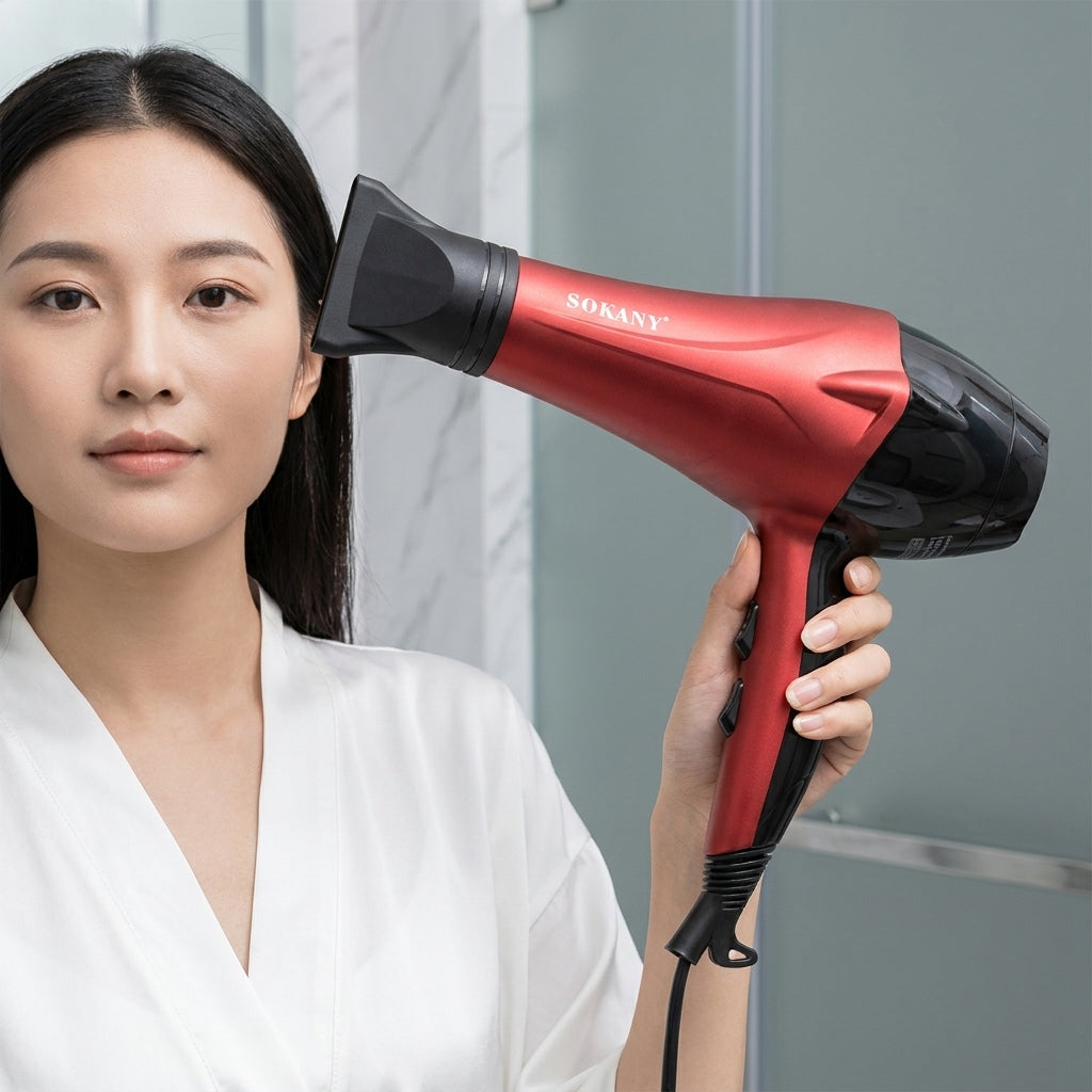 Red Hair Dryer With Two Nozzles, picture 2