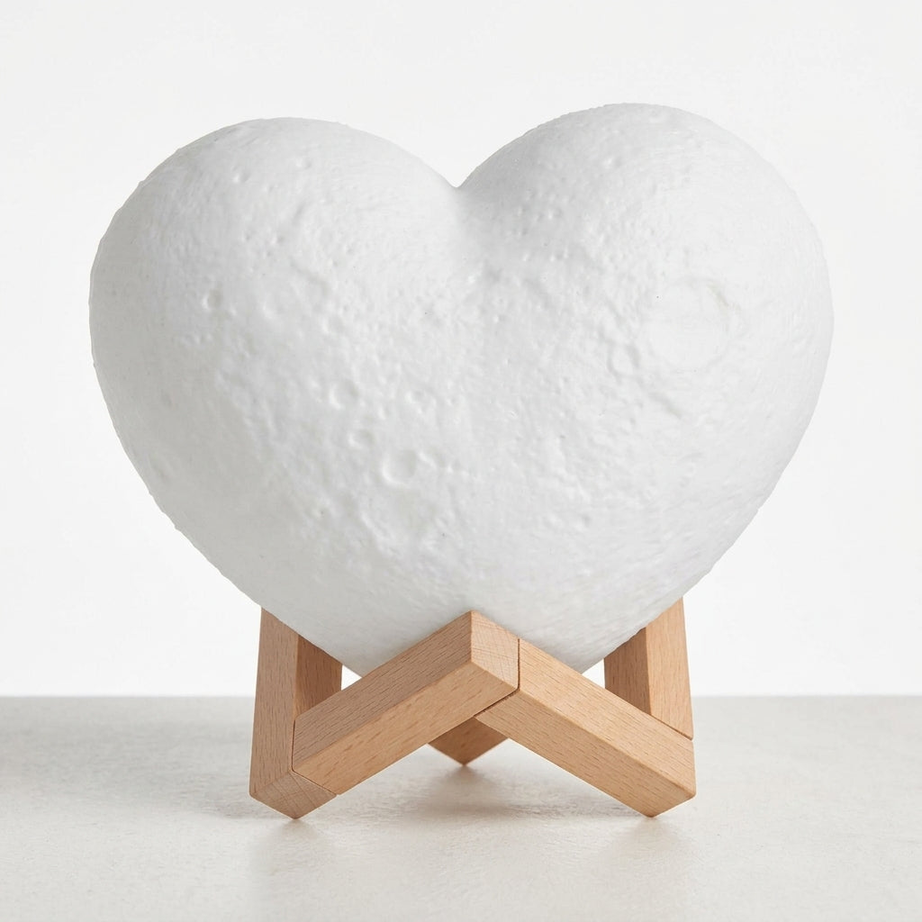 Heart Moon Lamp With Wooden Stand, picture 2