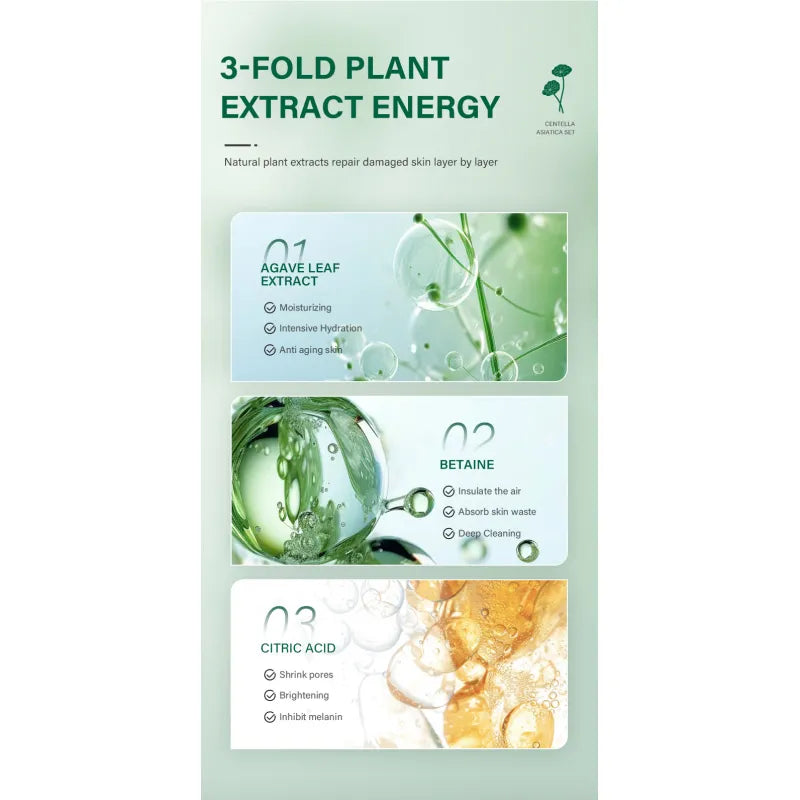 The manufacturer's ingredient panel, naming agave leaf extract, betaine and citric acid.