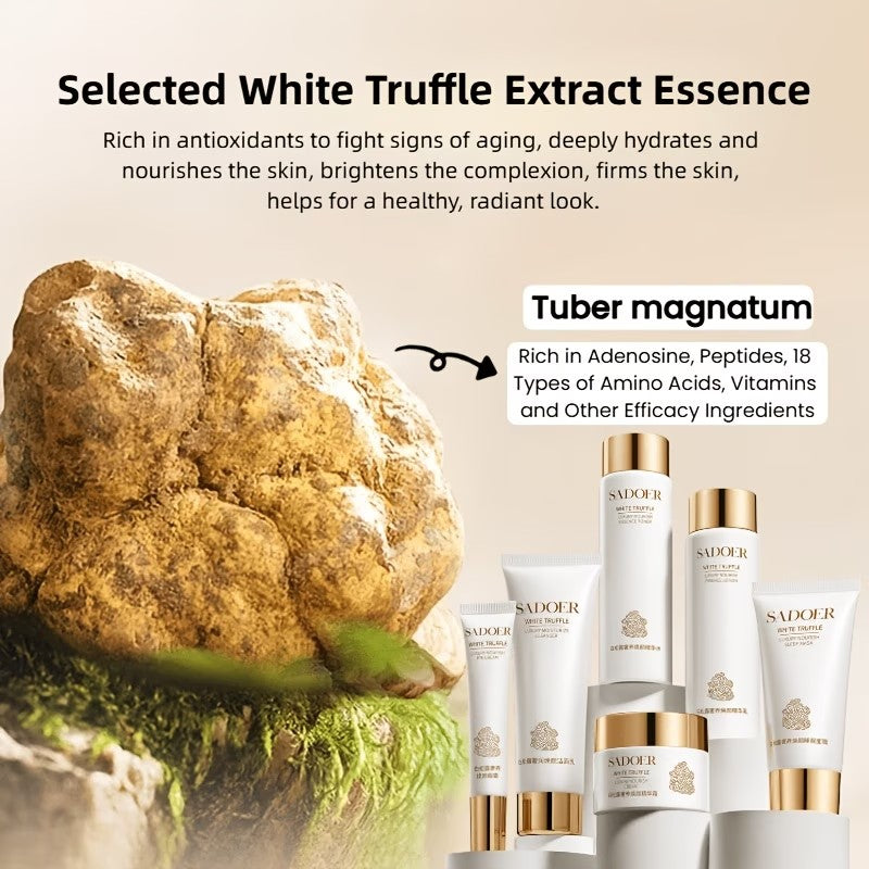The manufacturer's panel on white truffle extract, tuber magnatum, listing adenosine, peptides, eighteen amino acids and vitamins.