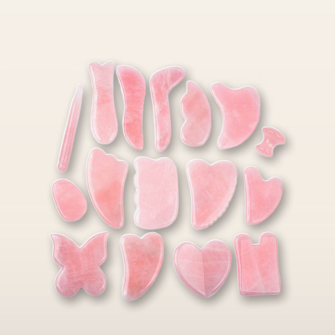Rose Quartz Gua Sha, 14 Shapes