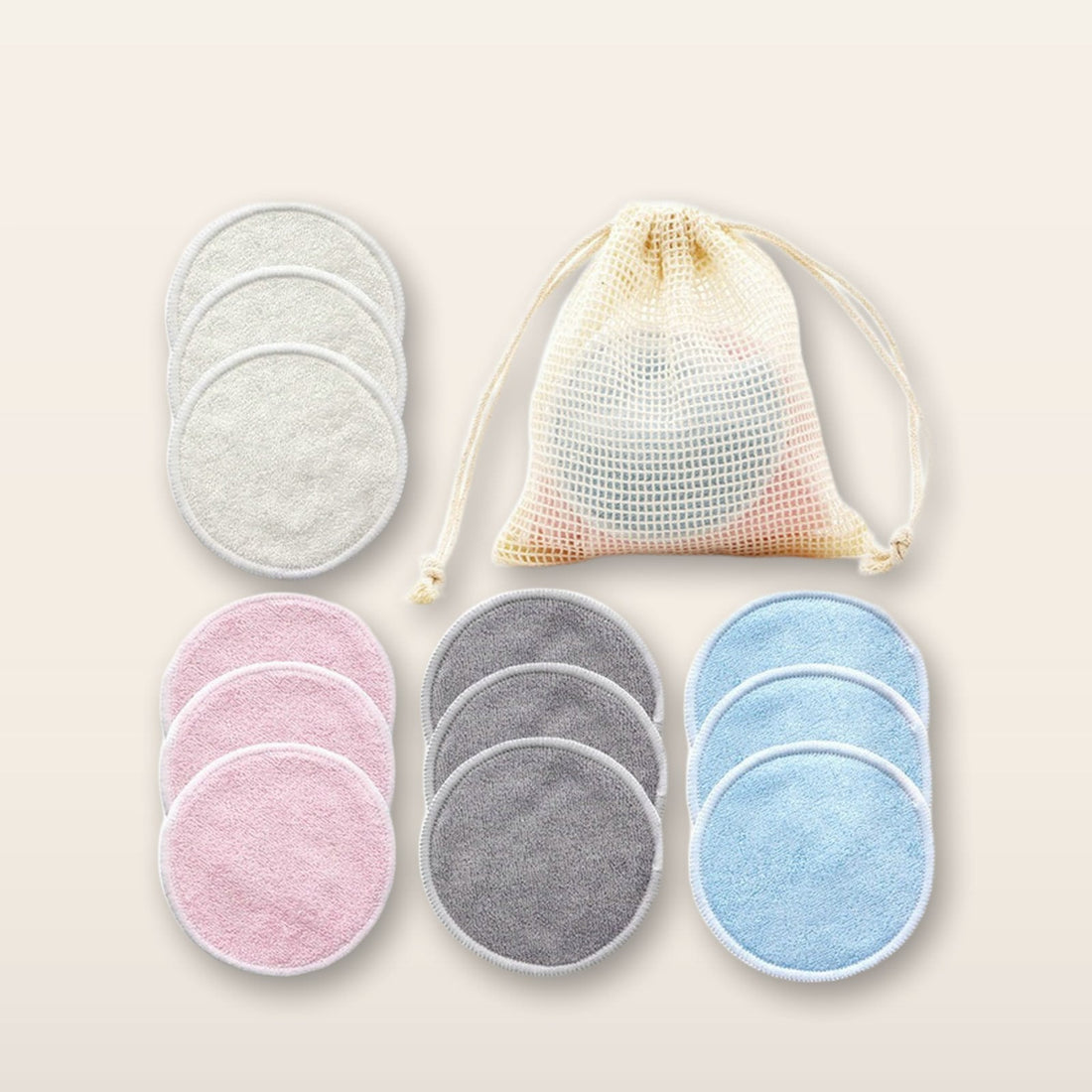 Reusable Makeup Remover Pads, 12 with Wash Bag